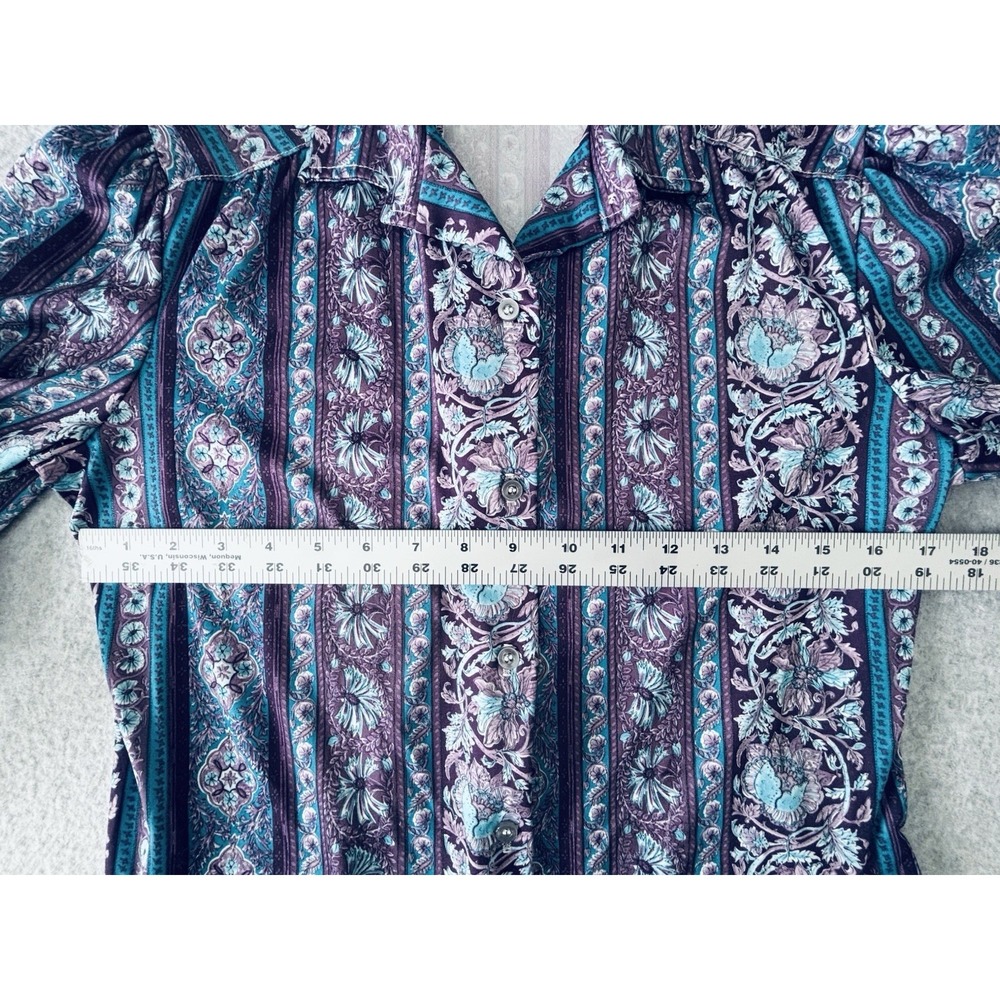 Fire Islander Pink Paisley Blouse Top Shirt Mod Vintage 70s Womens 12 Retro - Picture 8 of 9